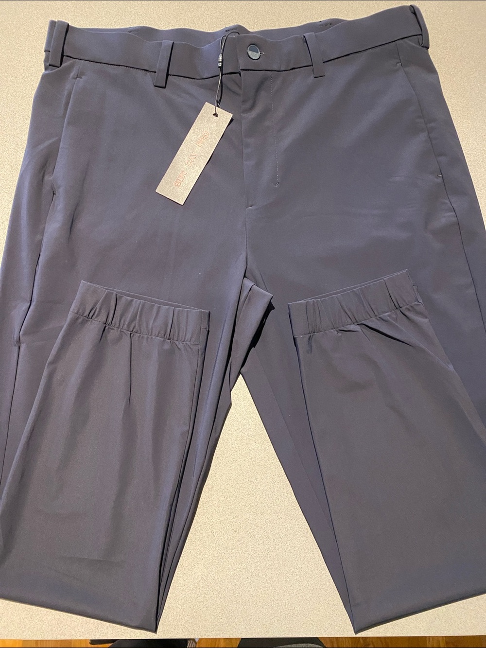 Modern Navy Jogger Pants with Pockets and belt loops. Soft and comfy. - Picture 6 of 7
